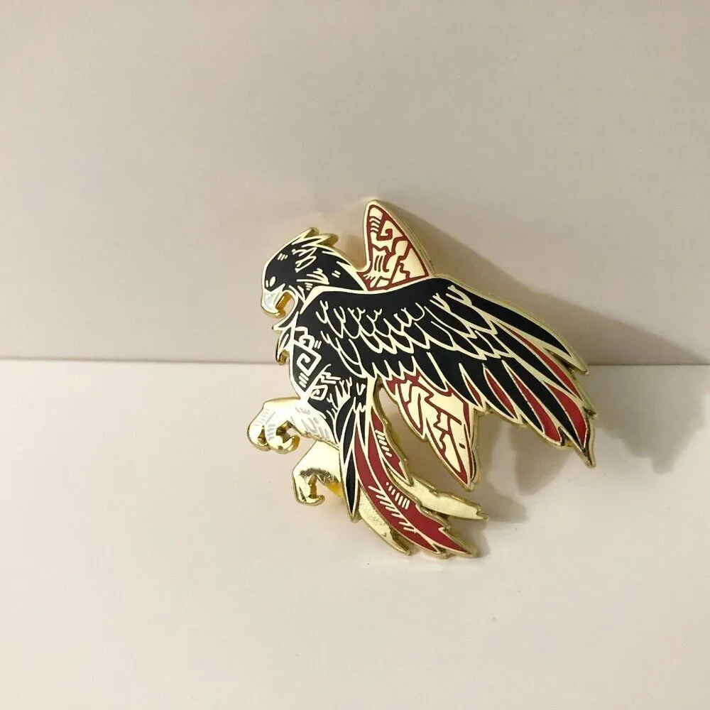 Morning Witch Eagle Hawk Pin Double Rubber Backing